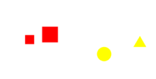 two images with two colored shapes each